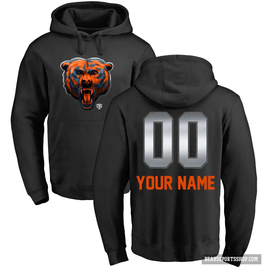 Men's ＃00 Custom Chicago Bears Black Midnight Mascot Pullover Hoodie