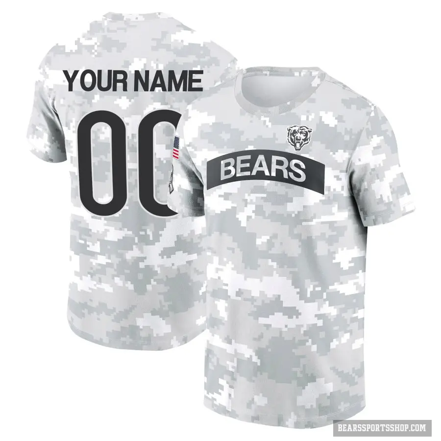 Men's ＃00 Custom Chicago Bears Camo Arctic 2024 Salute to Service Performance T-Shirt