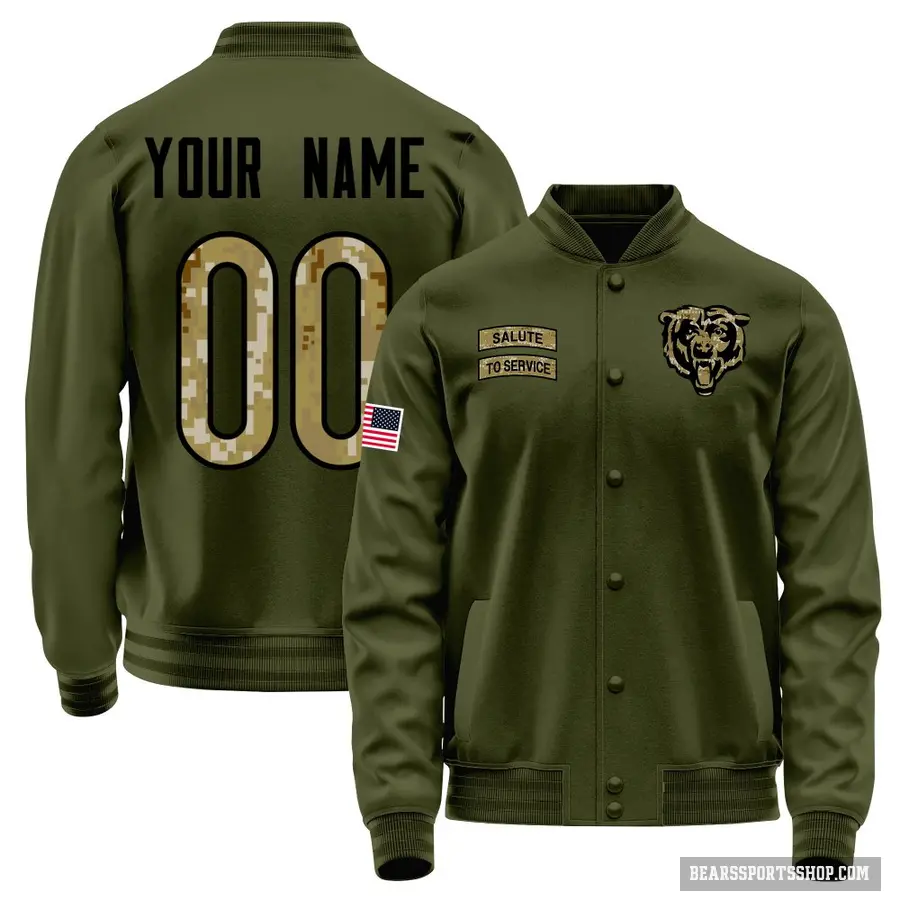 Men's ＃00 Custom Chicago Bears Olive Salute to Service Sideline Performance Jacket
