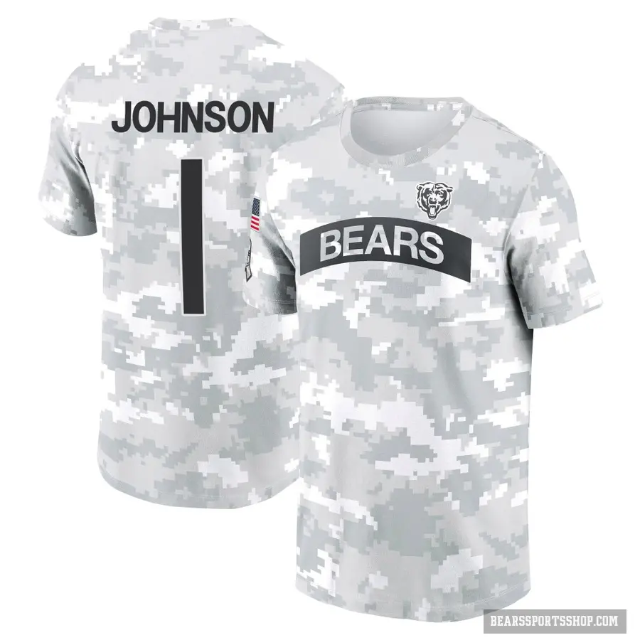 Men's ＃1 Jaylon Johnson Chicago Bears Camo Arctic 2024 Salute to Service Performance T-Shirt