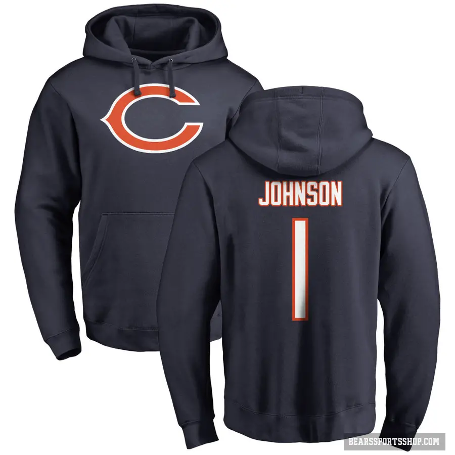 Men's ＃1 Jaylon Johnson Chicago Bears Navy Pro Line Logo Pullover Hoodie