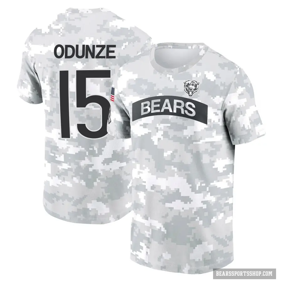 Men's ＃15 Rome Odunze Chicago Bears Camo Arctic 2024 Salute to Service Performance T-Shirt