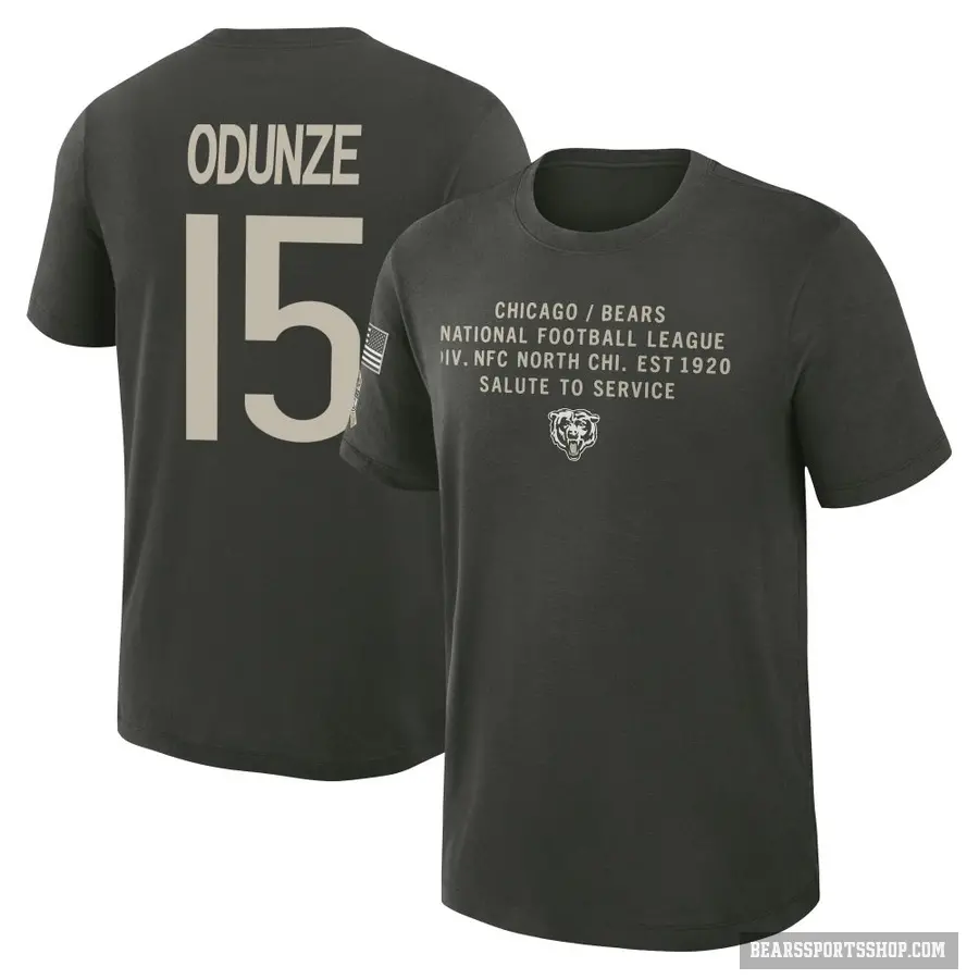 Men's ＃15 Rome Odunze Chicago Bears Green Dark/ 2025 Salute to Service Sideline Slub T-Shirt