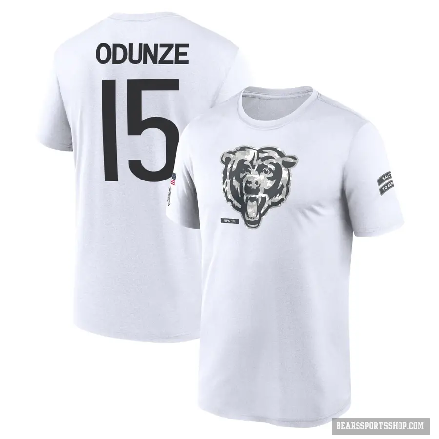 Men's ＃15 Rome Odunze Chicago Bears White 2024 Salute to Service Performance T-Shirt