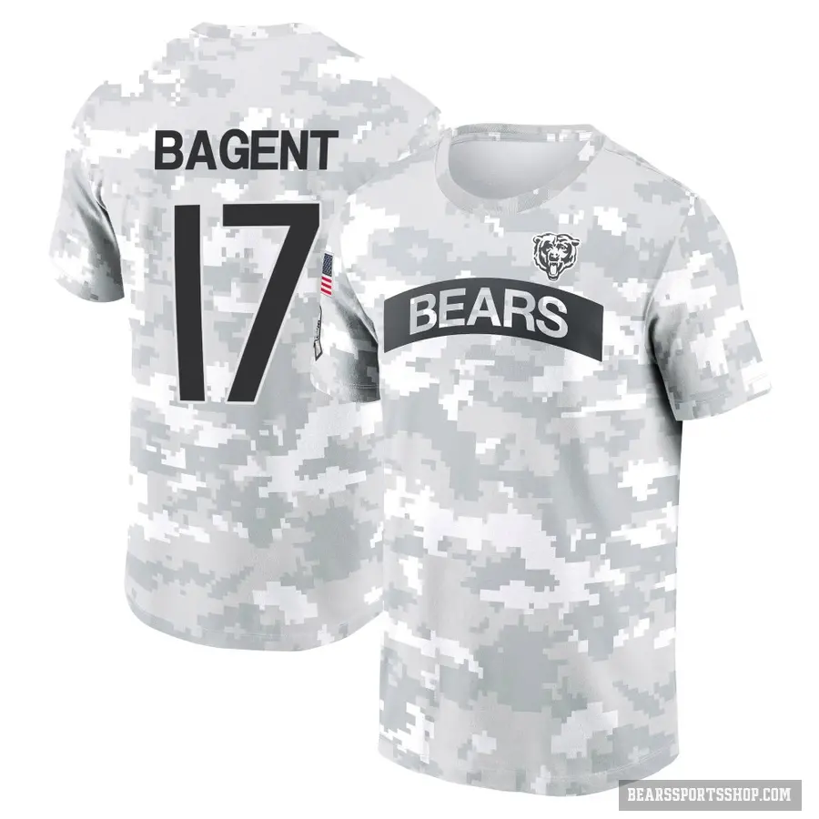 Men's ＃17 Tyson Bagent Chicago Bears Camo Arctic 2024 Salute to Service Performance T-Shirt