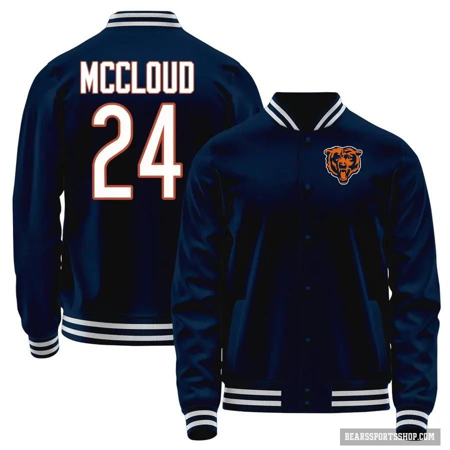 Men's ＃24 Nick McCloud Chicago Bears Navy Full-Snap Name & Number Jacket