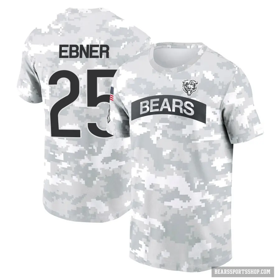 Men's ＃25 Trestan Ebner Chicago Bears Camo Arctic 2024 Salute to Service Performance T-Shirt