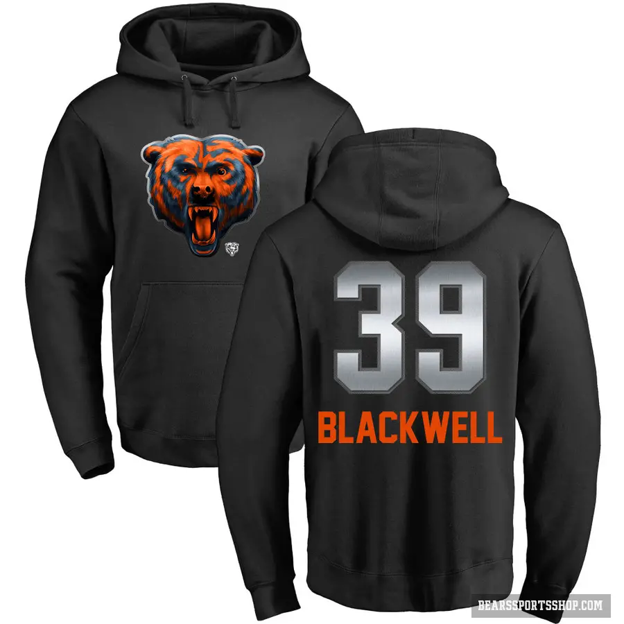 Men's ＃39 Josh Blackwell Chicago Bears Black Midnight Mascot Pullover Hoodie