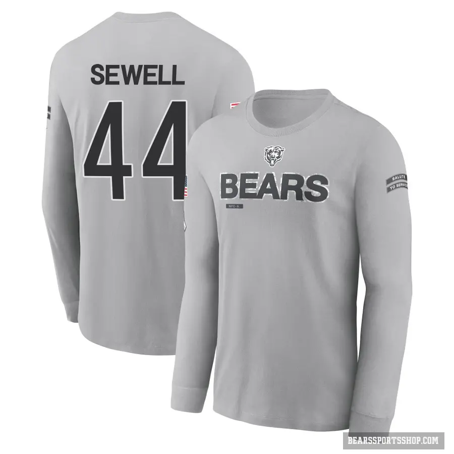 Men's ＃44 Noah Sewell Chicago Bears Gray 2024 Salute to Service Long Sleeve T-Shirt