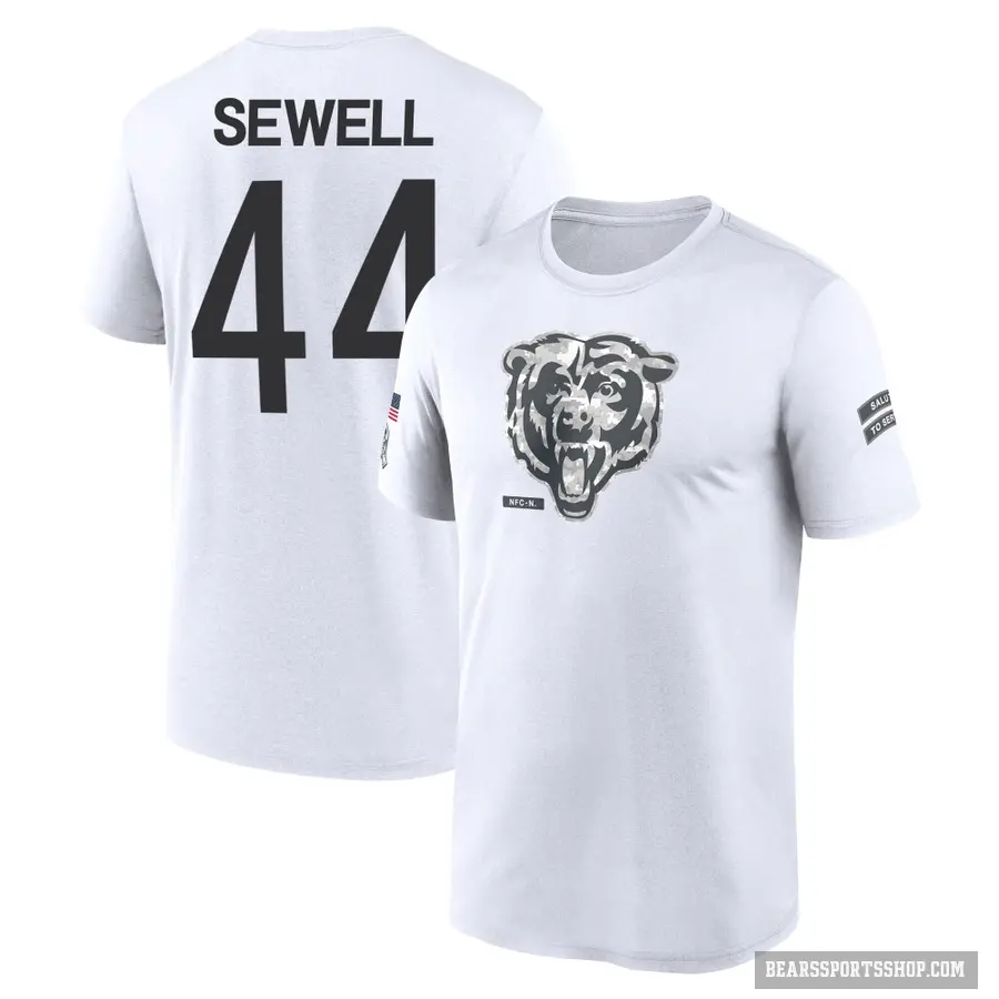 Men's ＃44 Noah Sewell Chicago Bears White 2024 Salute to Service Performance T-Shirt