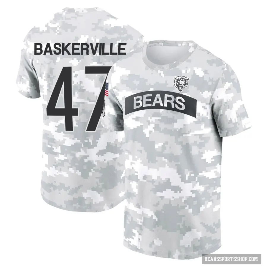Men's ＃47 Micah Baskerville Chicago Bears Camo Arctic 2024 Salute to Service Performance T-Shirt