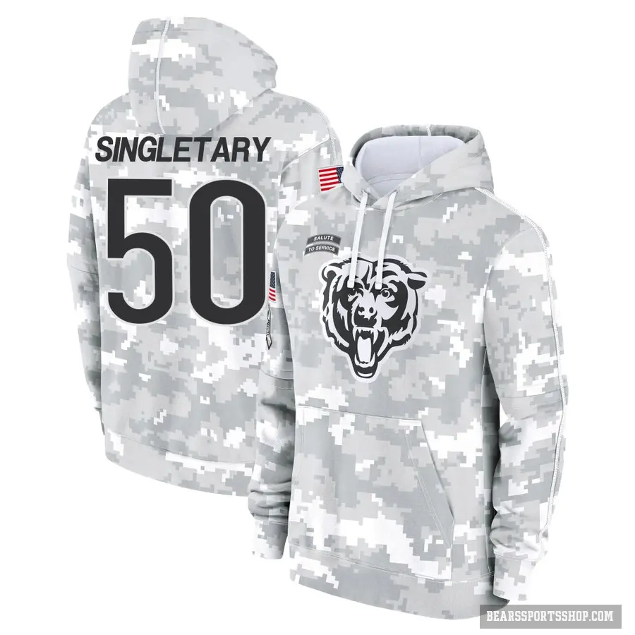Men's ＃50 Mike Singletary Chicago Bears Arctic Camo 2024 Salute to Service Club Fleece Pullover Hoodie