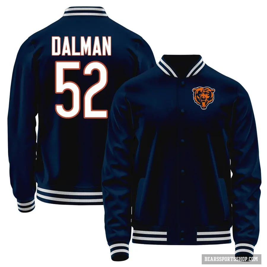 Men's ＃52 Drew Dalman Chicago Bears Navy Full-Snap Name & Number Jacket