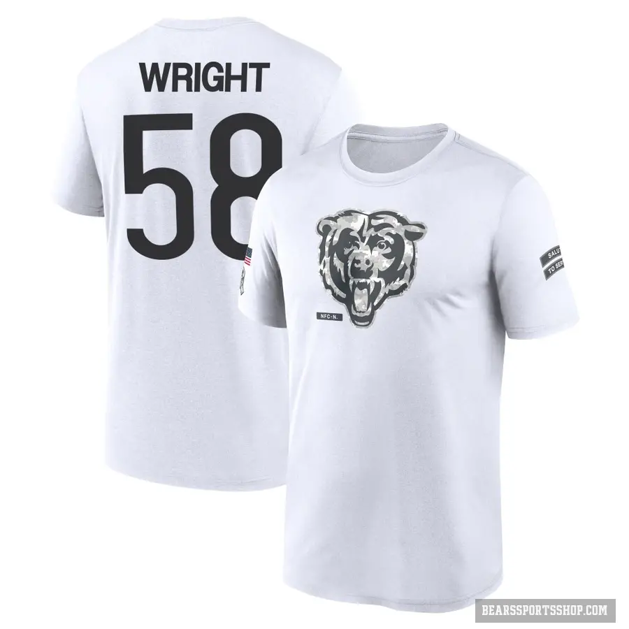 Men's ＃58 Darnell Wright Chicago Bears White 2024 Salute to Service Performance T-Shirt