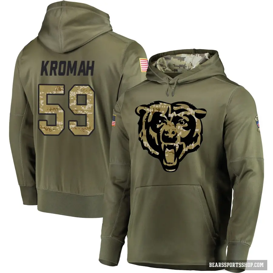 Men's ＃59 Jamree Kromah Chicago Bears Olive Salute to Service Pullover Hoodie
