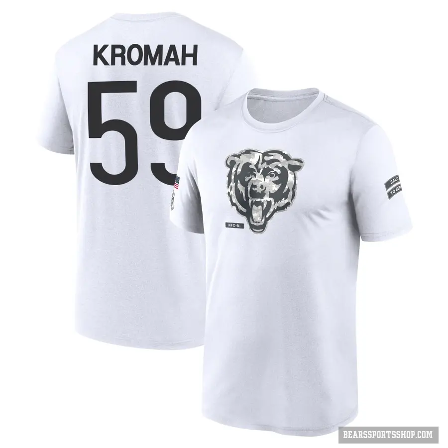 Men's ＃59 Jamree Kromah Chicago Bears White 2024 Salute to Service Performance T-Shirt