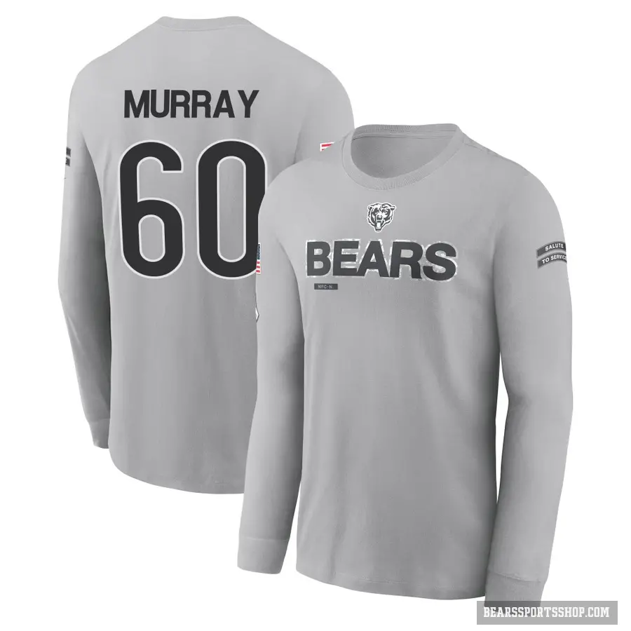 Men's ＃60 Bill Murray Chicago Bears Gray 2024 Salute to Service Long Sleeve T-Shirt
