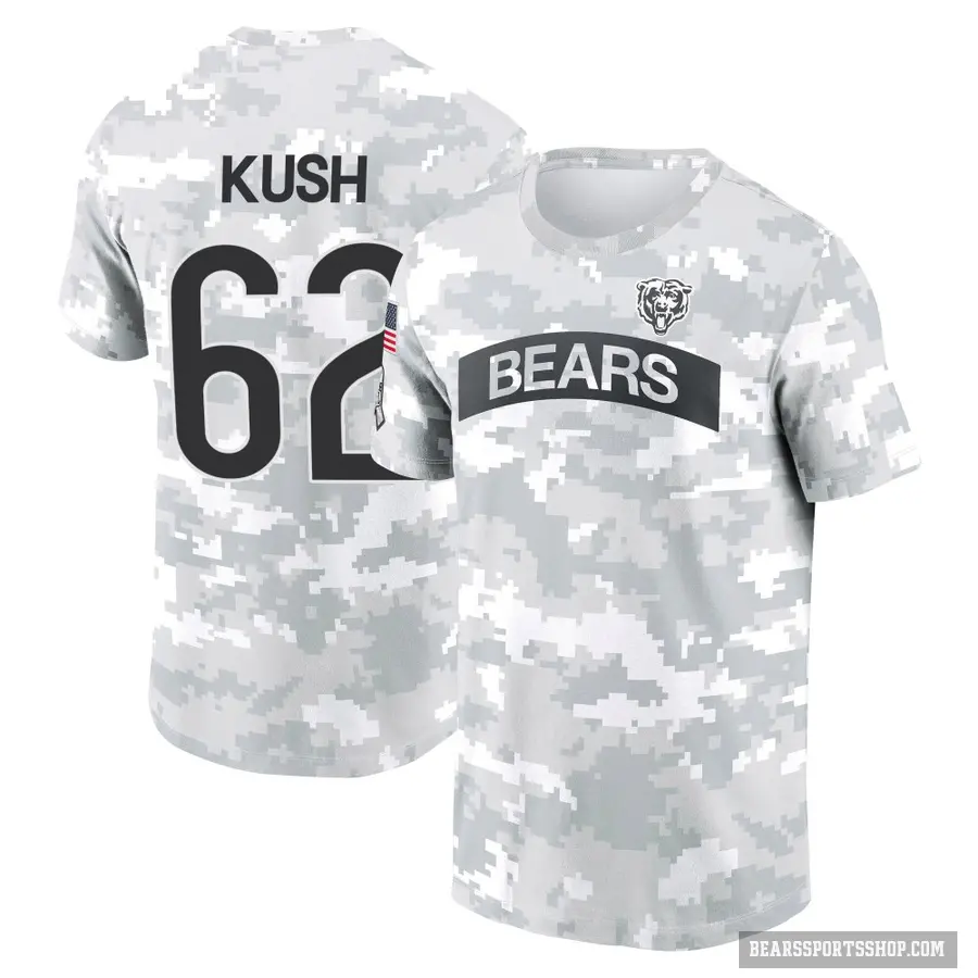 Men's ＃62 Eric Kush Chicago Bears Camo Arctic 2024 Salute to Service Performance T-Shirt