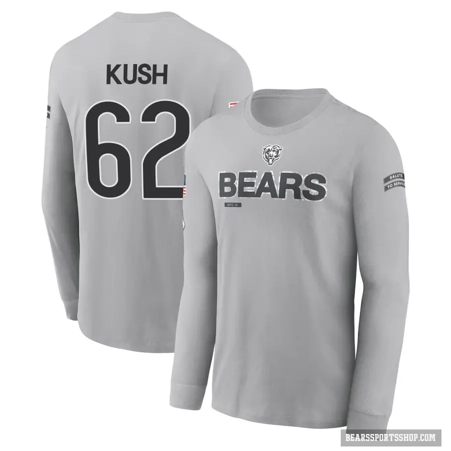 Men's ＃62 Eric Kush Chicago Bears Gray 2024 Salute to Service Long Sleeve T-Shirt