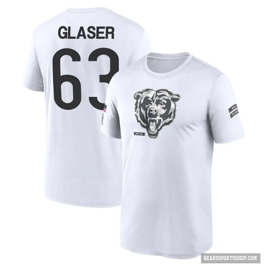Men's ＃63 Chris Glaser Chicago Bears White 2024 Salute to Service Performance T-Shirt