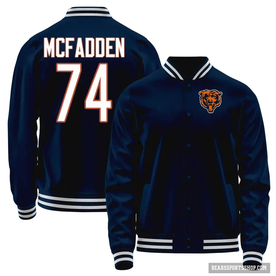 Men's ＃74 Jordan McFadden Chicago Bears Navy Full-Snap Name & Number Jacket