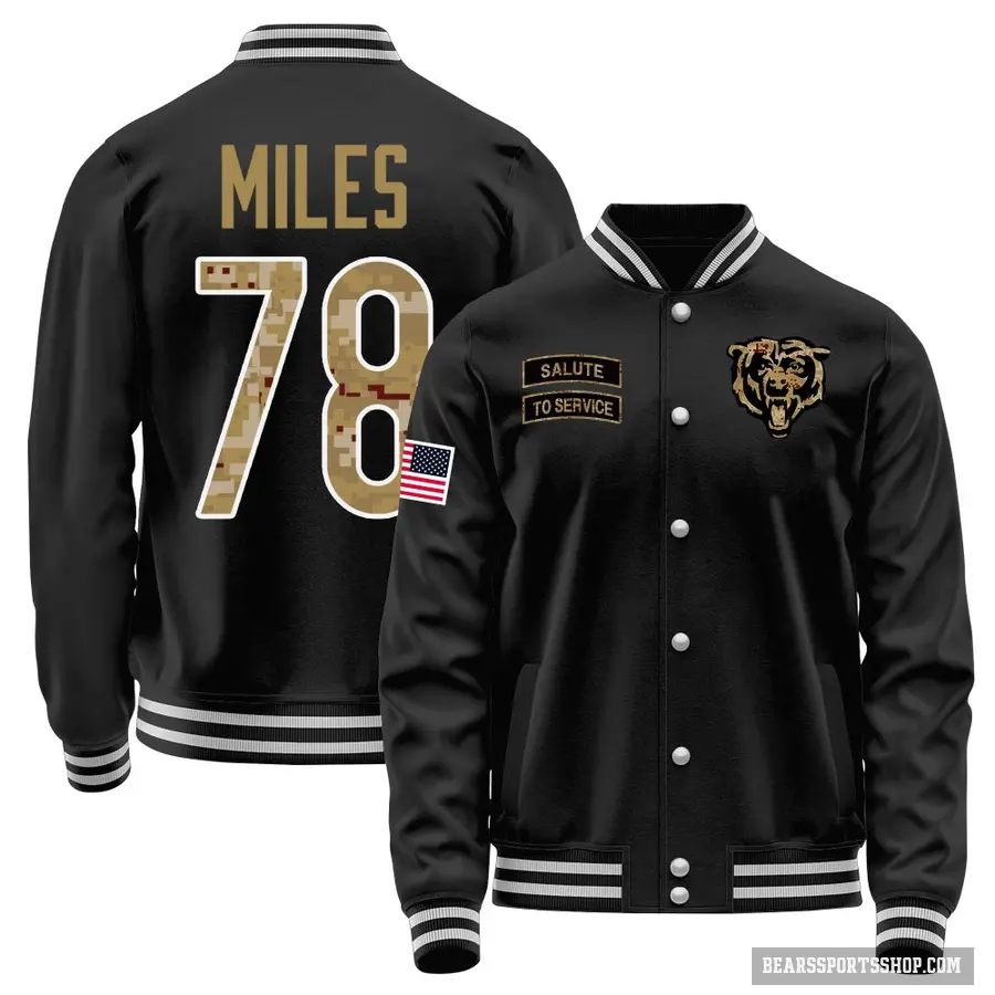 Men's ＃78 Joshua Miles Chicago Bears Black Salute to Service Sideline Performance Jacket