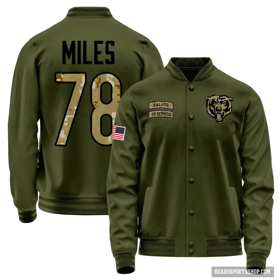 Men's ＃78 Joshua Miles Chicago Bears Olive Salute to Service Sideline Performance Jacket