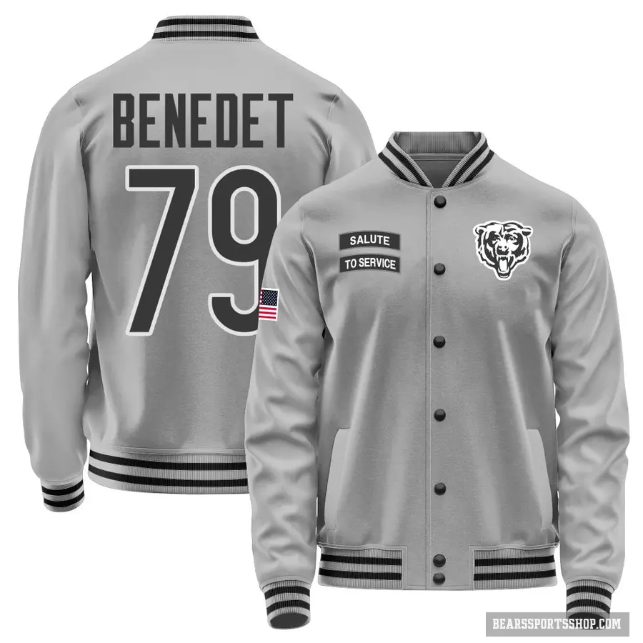 Men's ＃79 Theo Benedet Chicago Bears Gray Salute to Service Performance Jacket