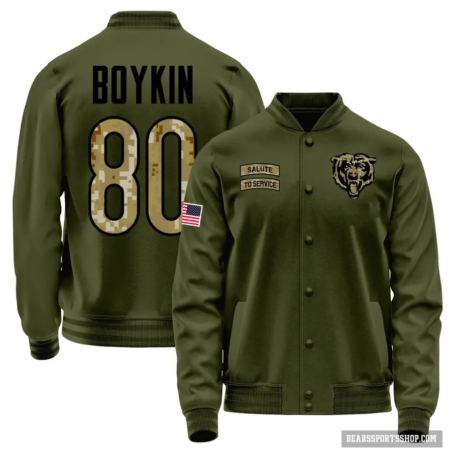 Men's ＃80 Miles Boykin Chicago Bears Olive Salute to Service Sideline Performance Jacket