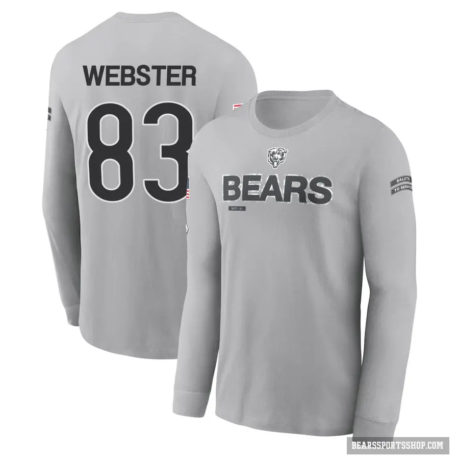 Men's ＃83 Nsimba Webster Chicago Bears Gray 2024 Salute to Service Long Sleeve T-Shirt