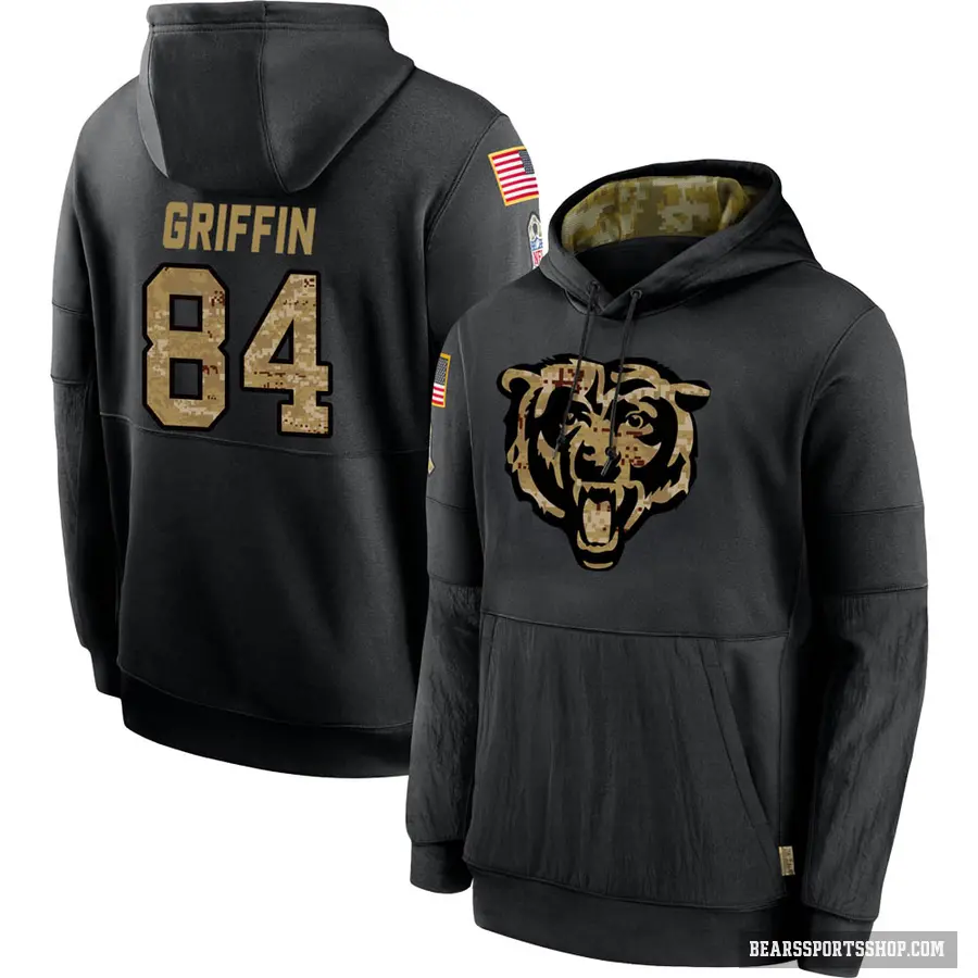 Men's ＃84 Ryan Griffin Chicago Bears Black 2020 Salute to Service Sideline Performance Pullover Hoodie
