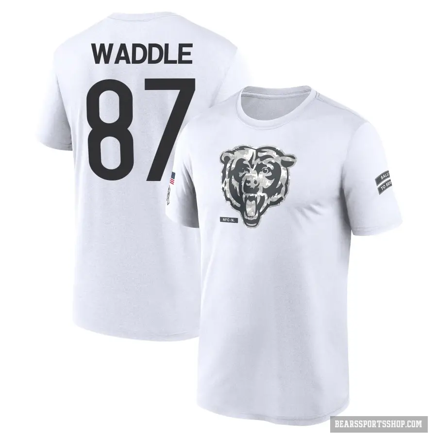 Men's ＃87 Tom Waddle Chicago Bears White 2024 Salute to Service Performance T-Shirt
