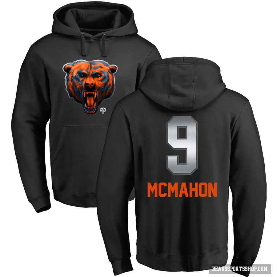 Men's ＃9 Jim McMahon Chicago Bears Black Midnight Mascot Pullover Hoodie