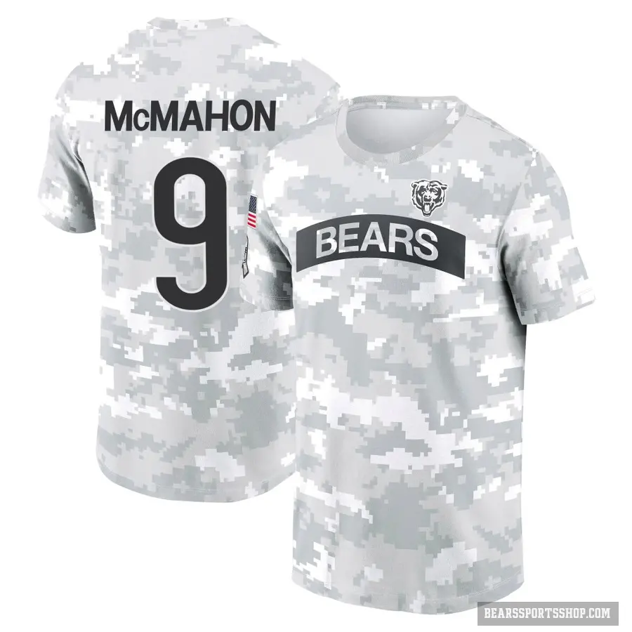 Men's ＃9 Jim McMahon Chicago Bears Camo Arctic 2024 Salute to Service Performance T-Shirt