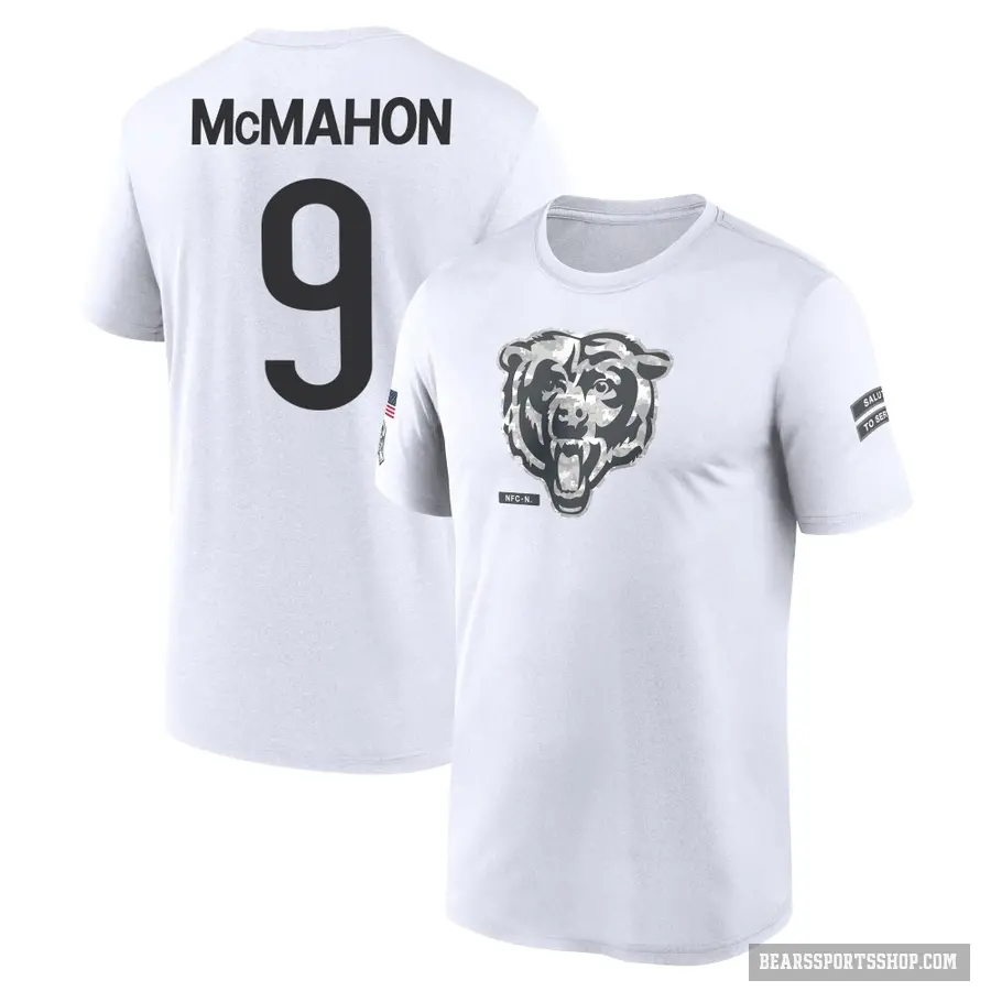 Men's ＃9 Jim McMahon Chicago Bears White 2024 Salute to Service Performance T-Shirt