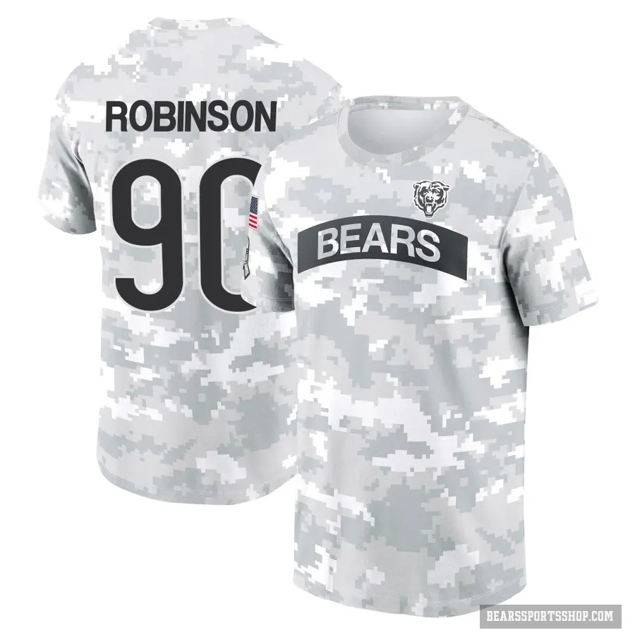 Men's ＃90 Dominique Robinson Chicago Bears Camo Arctic 2024 Salute to Service Performance T-Shirt