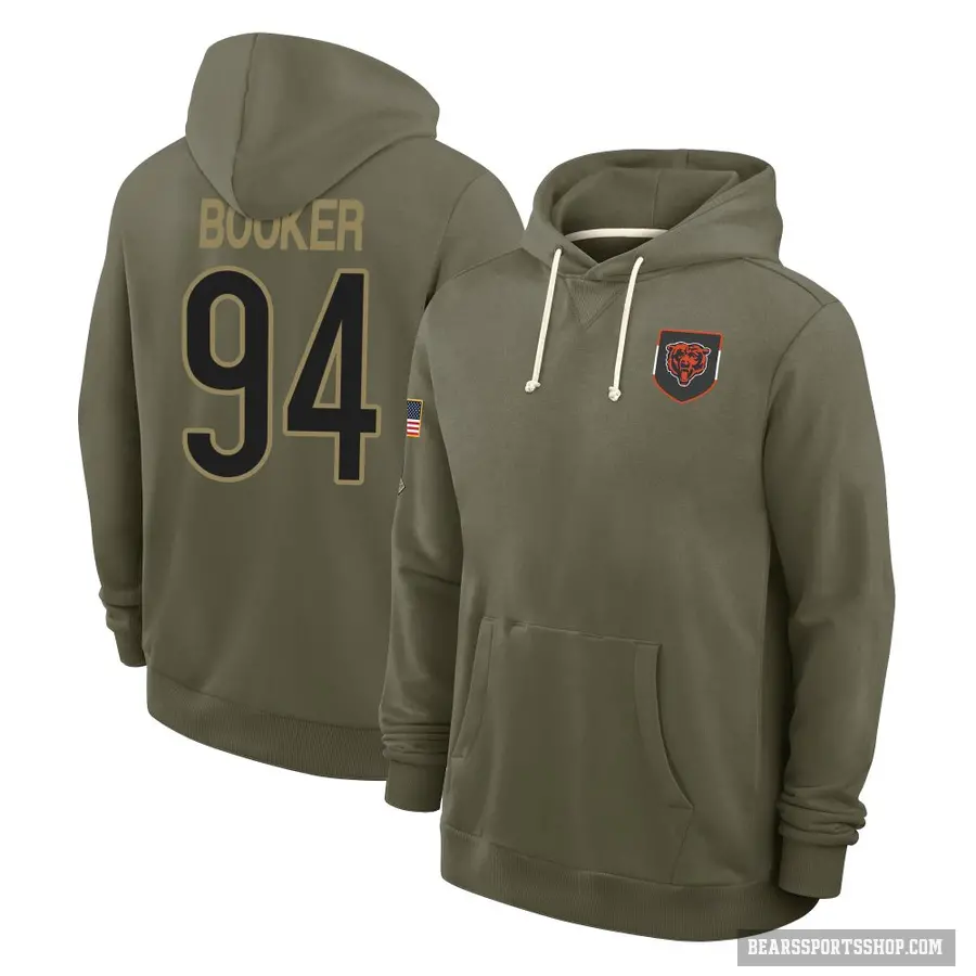 Men's ＃94 Austin Booker Chicago Bears Olive 2025 Salute to Service Hoodie