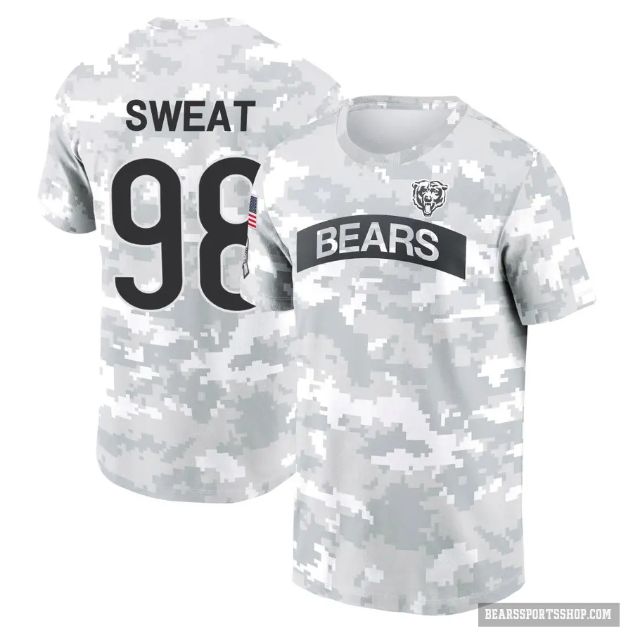 Men's ＃98 Montez Sweat Chicago Bears Camo Arctic 2024 Salute to Service Performance T-Shirt