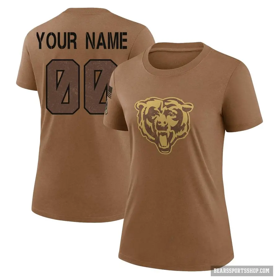 Women's ＃00 Custom Chicago Bears Brown 2023 Salute To Service Performance T-Shirt