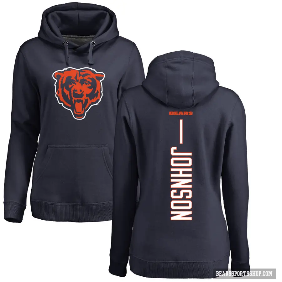 Women's ＃1 Jaylon Johnson Chicago Bears Navy Pro Line Backer Pullover Hoodie