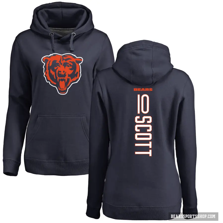 Women's ＃10 Tyler Scott Chicago Bears Navy Pro Line Backer Pullover Hoodie