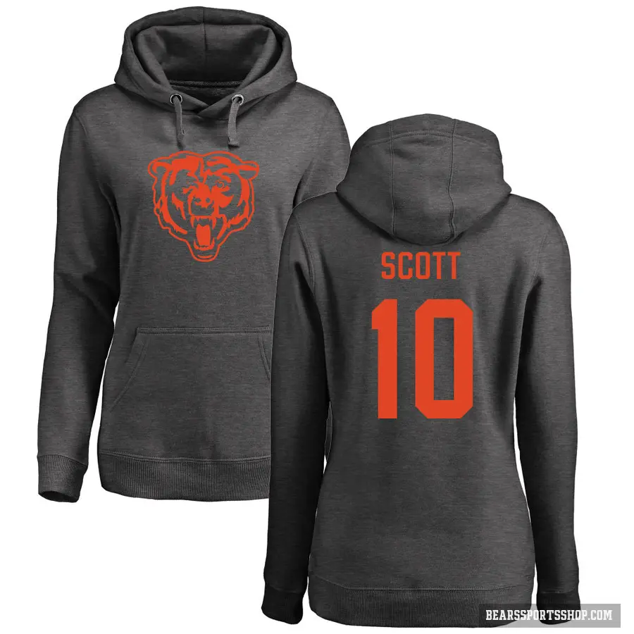Women's ＃10 Tyler Scott Chicago Bears Pro Line by Branded Ash One Color Pullover Hoodie