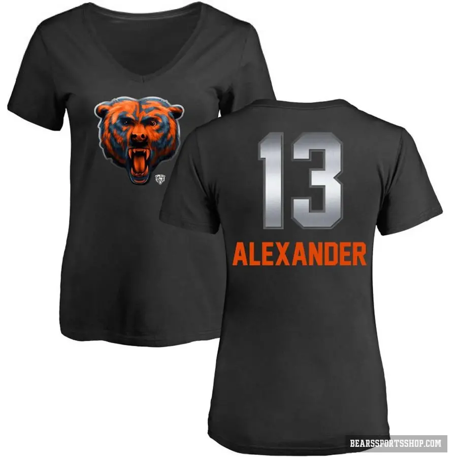 Women's ＃13 Maurice Alexander Chicago Bears Black Midnight Mascot T-Shirt