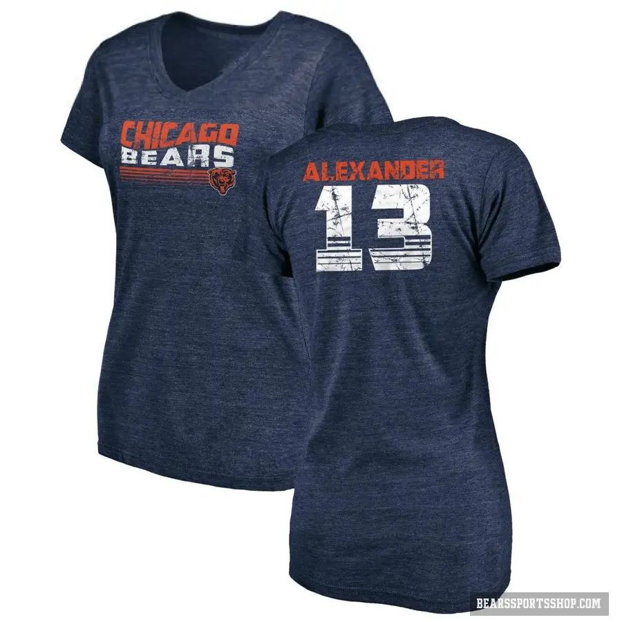 Women's ＃13 Maurice Alexander Chicago Bears Navy Retro V-Neck T-Shirt