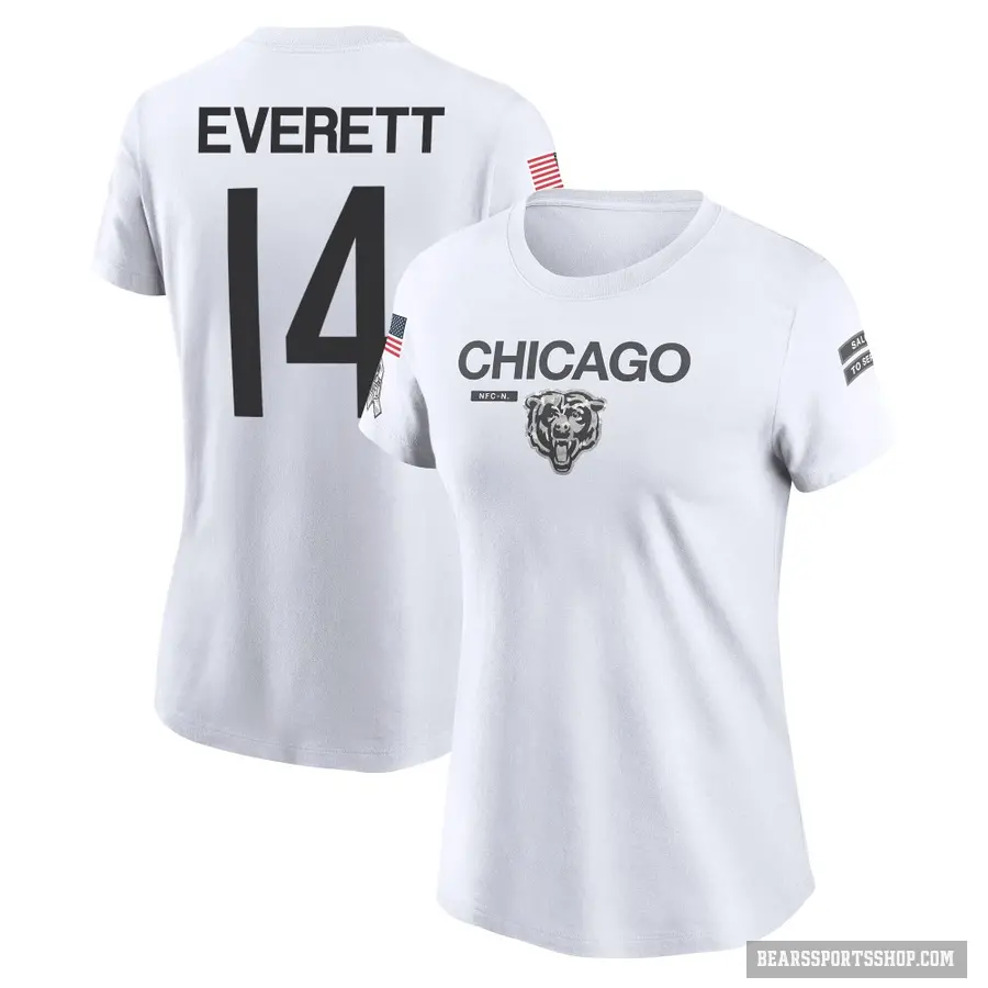 Women's ＃14 Gerald Everett Chicago Bears White 2024 Salute to Service Performance T-Shirt