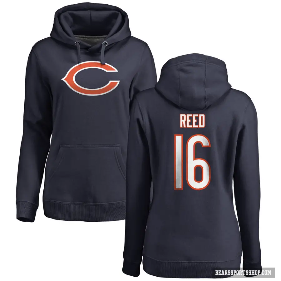 Women's ＃16 Austin Reed Chicago Bears Navy Pro Line Logo Pullover Hoodie