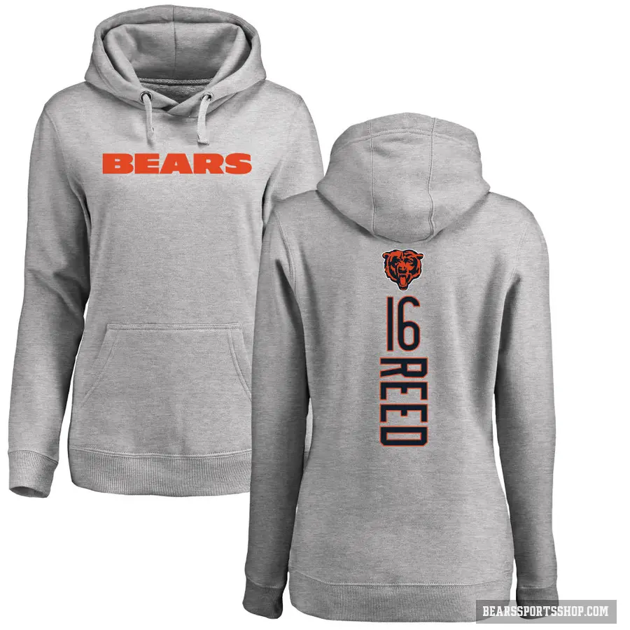 Women's ＃16 Austin Reed Chicago Bears Pro Line Ash Backer Pullover Hoodie