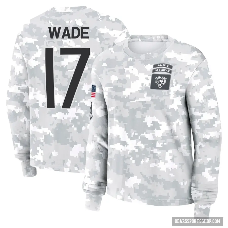 Women's ＃17 Barrington Wade Chicago Bears Camo Arctic 2024 Salute to Service Long Sleeve T-Shirt