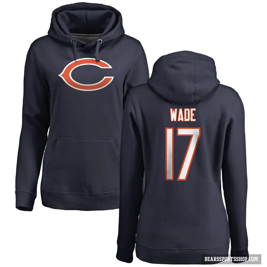 Women's ＃17 Barrington Wade Chicago Bears Navy Pro Line Logo Pullover Hoodie