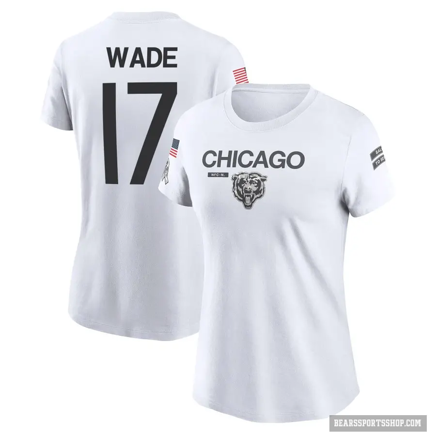 Women's ＃17 Barrington Wade Chicago Bears White 2024 Salute to Service Performance T-Shirt